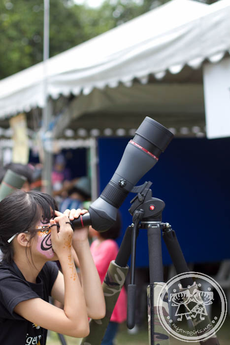 Girl watching on monocular